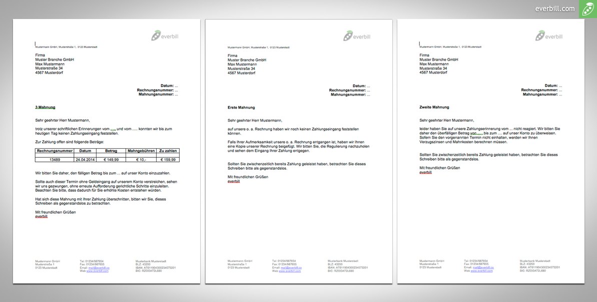 Mahnung Englisch Muster