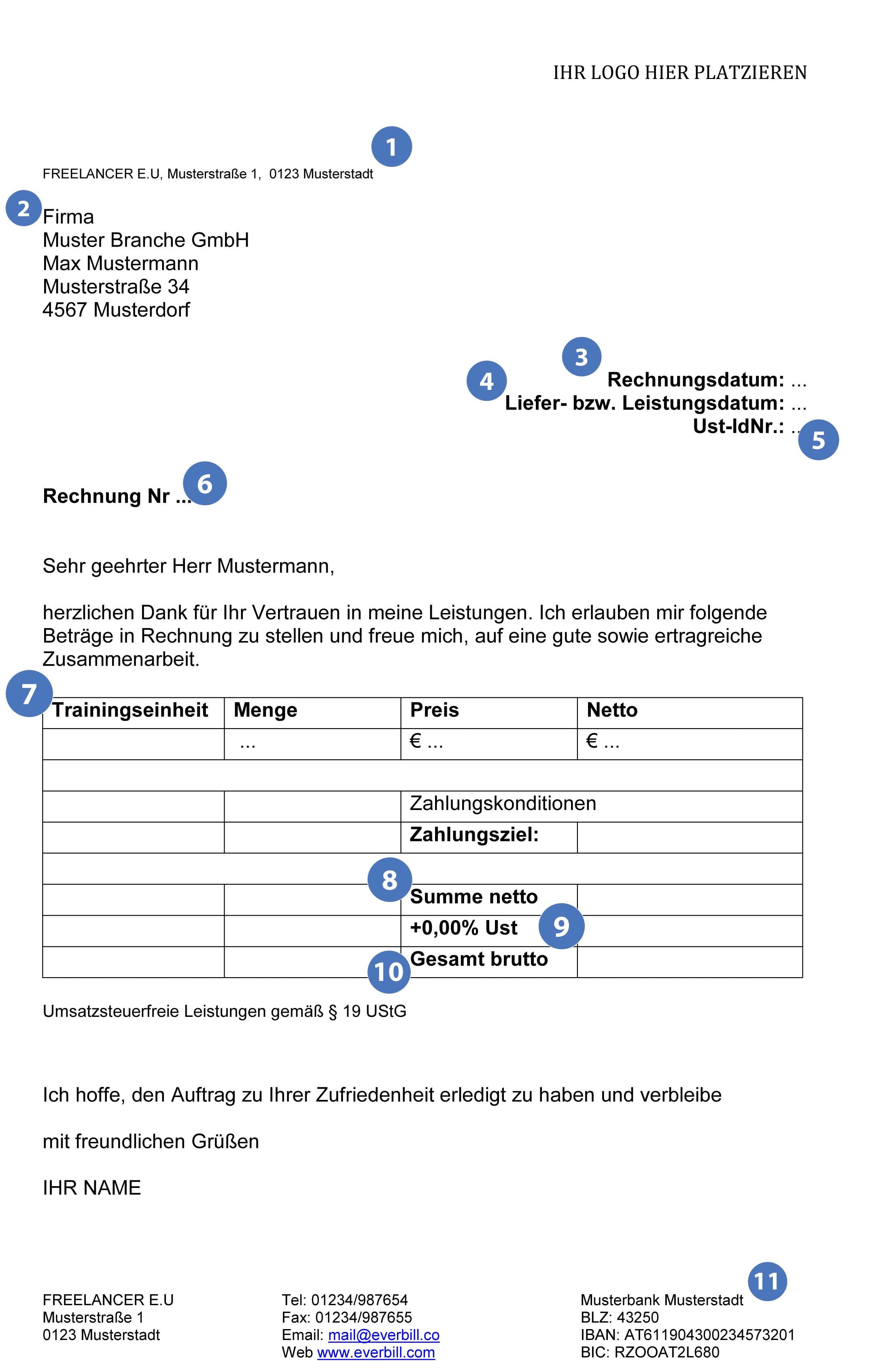 Gratis Musterrechnung Fur Freiberufler 2017 Everbill Magazin