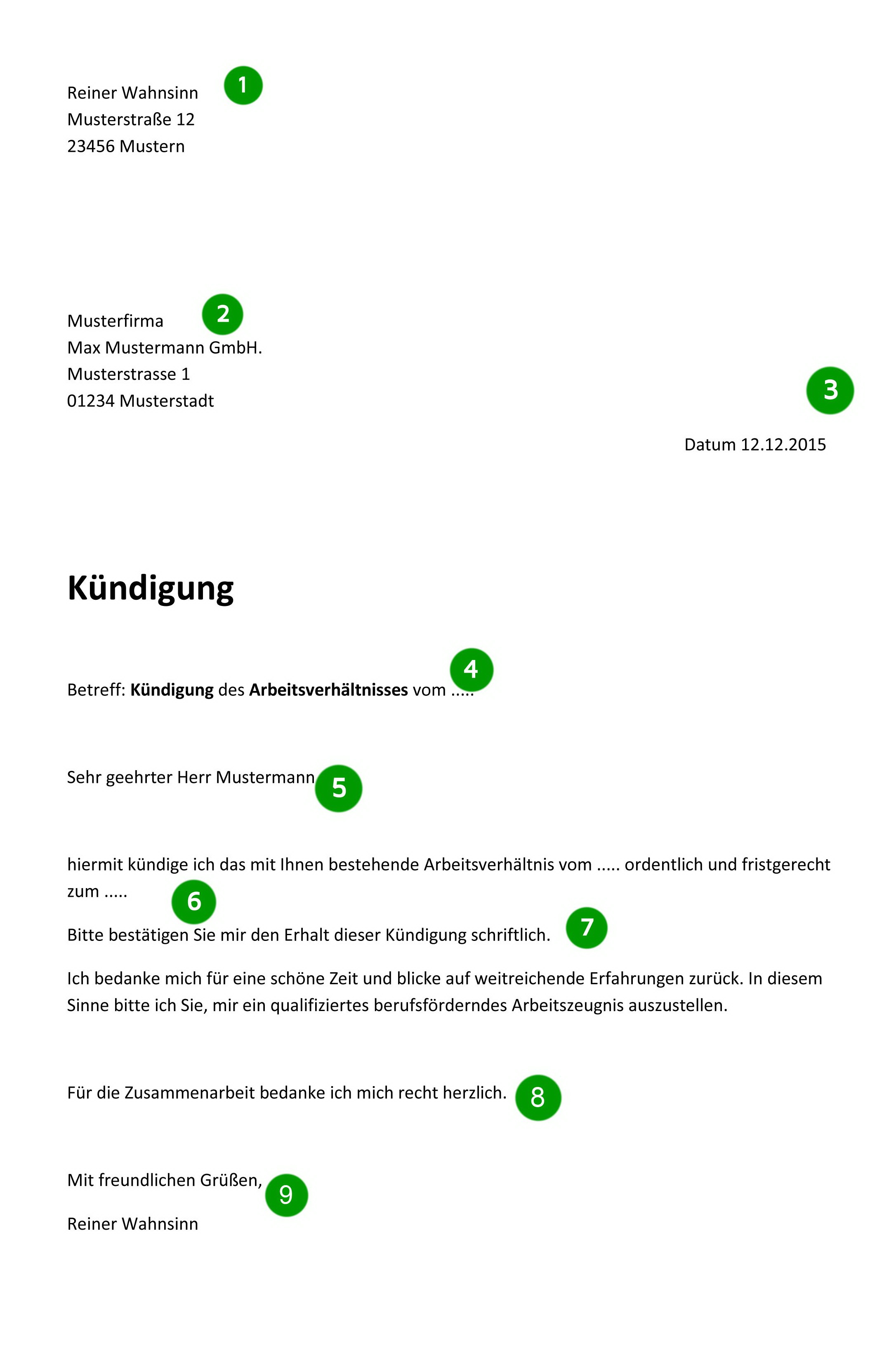 Kostenloses K ndigungsschreiben Muster Everbill Magazin
