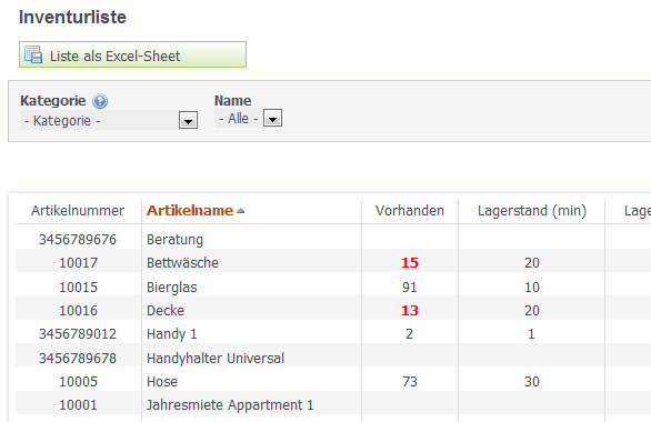 Artikelverwaltung Software