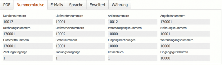 nummernkreis rechnungsnummer