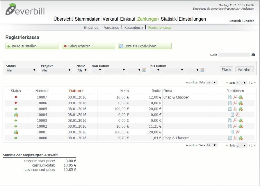 Registrierkasse howto screenshot 1