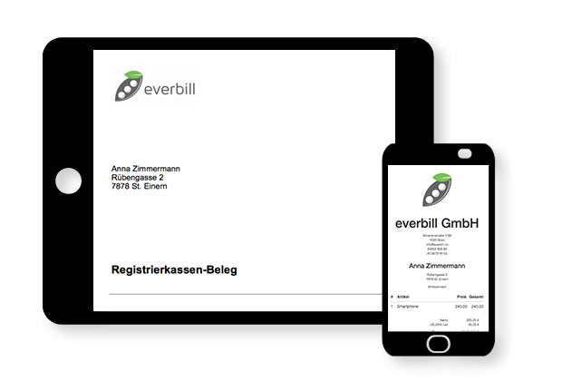 Belege erstellen mit der Registrierkasse von everbill