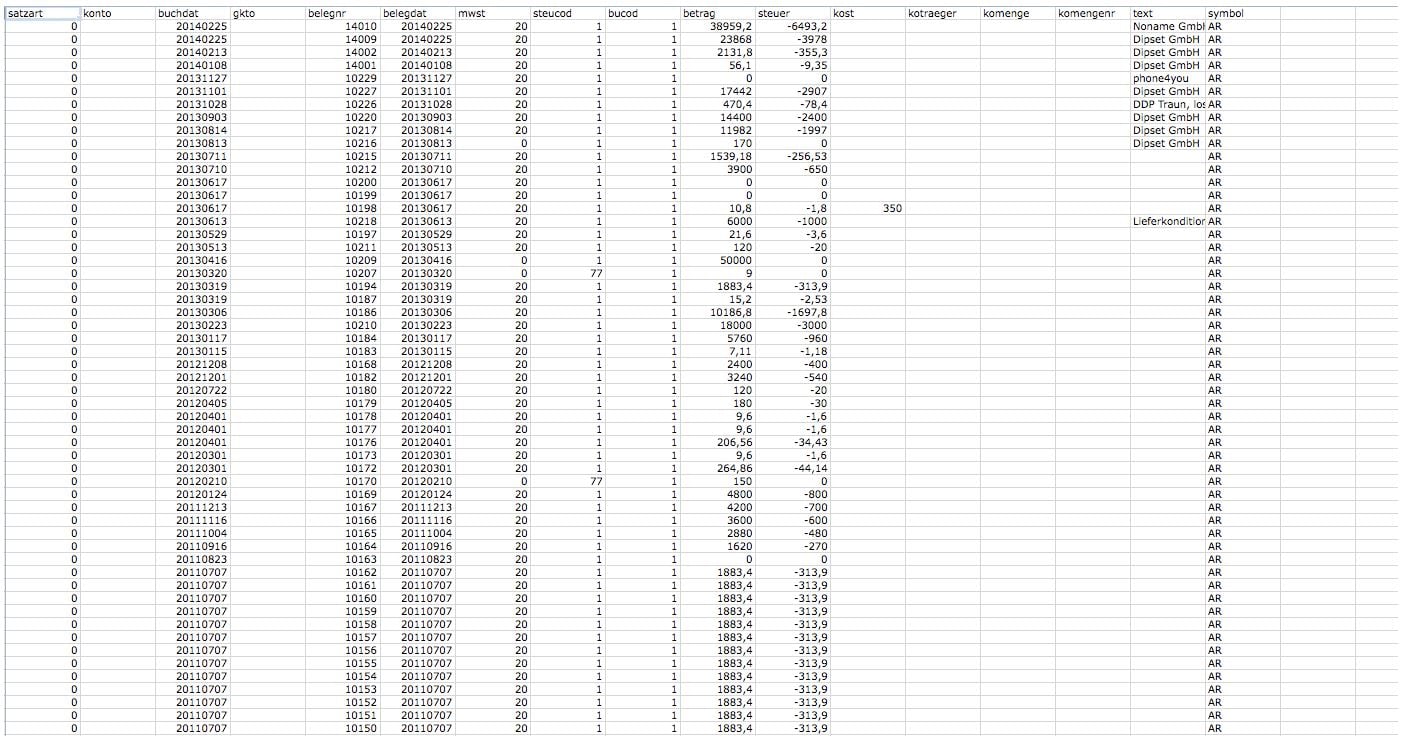 bmd export liste