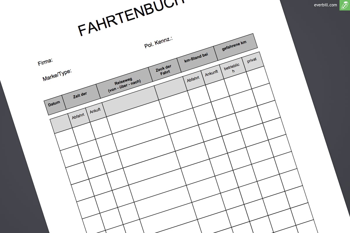 Fahrtenbuch  kostenlose Vorlage herunterladen + Erklärung