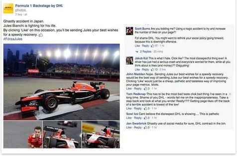 formel 1 dhl facebook fail