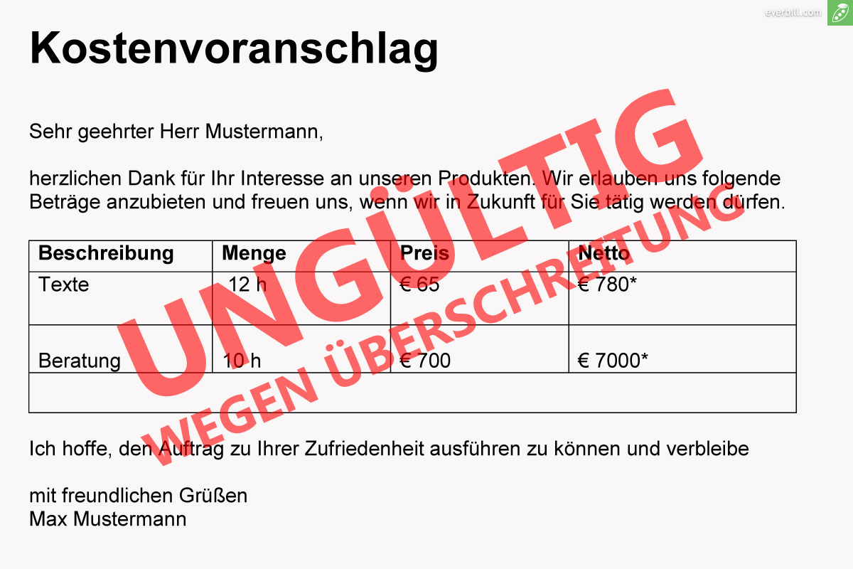 Kostenvoranschlag Uberschritten Was Nun Everbill Magazin