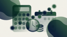 Abstrakte Illustration von Taschenrechner und Kalender als Symbol für Verzugszinsen
