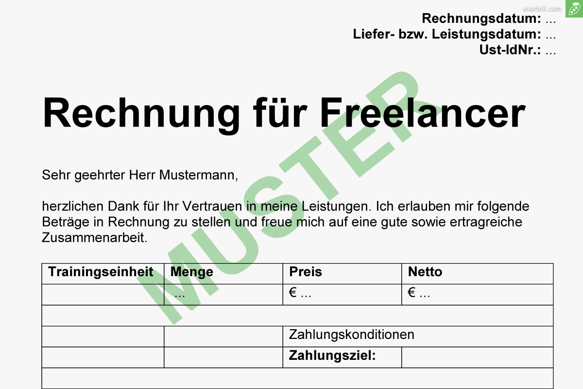 Gratis Musterrechnung für Freiberufler 2017 | everbill Magazin