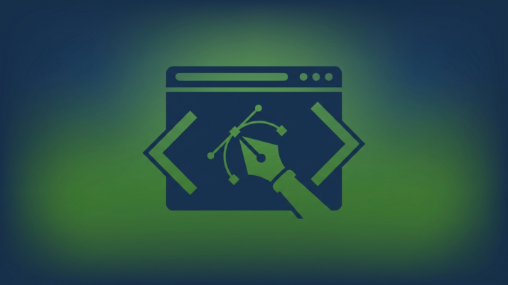 Webdesign abstrakt — Browserfenster, Code-Klammern, Zeichenstift, everbill 2026