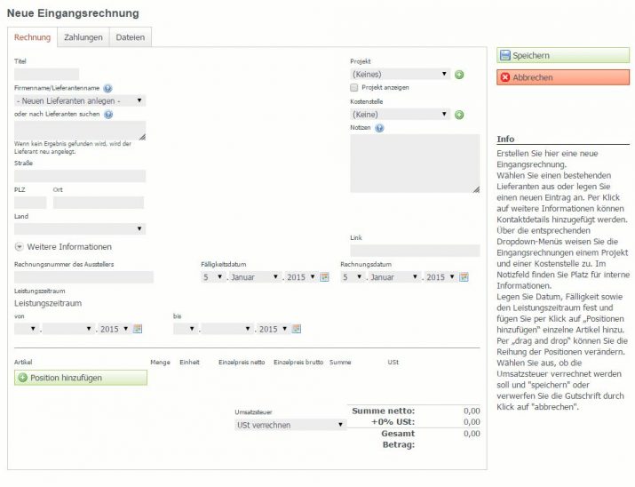 neue eingangsrechnung everbill