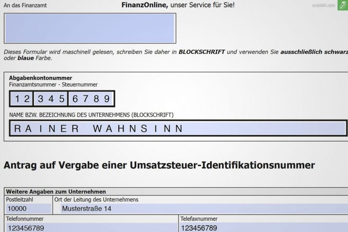 uid nummer beantragen finanzamt antrag formular