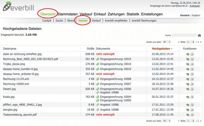 Übersicht Dateien